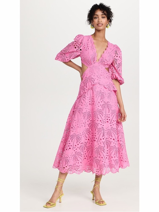 FARM Rio Dresses & Skirts - FARM Rio Pink Richilieur Midi Dress Size Small